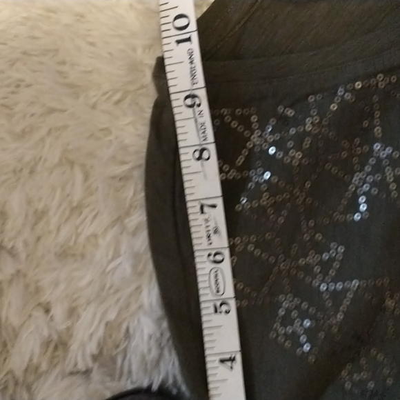 Christopher & Banks women's size XL tie waist, short capped sleeves top with seq - Picture 8 of 10